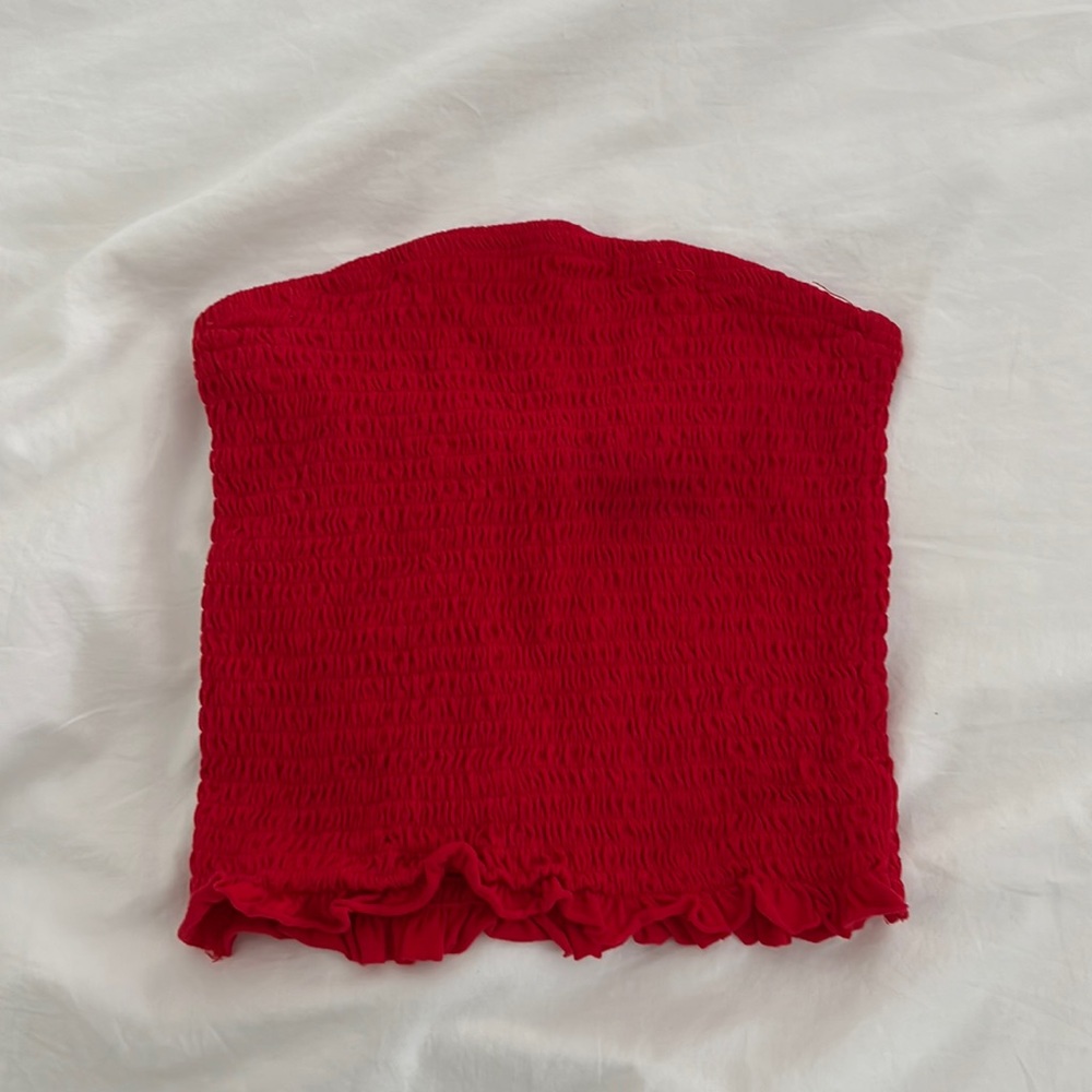 Garage Red Strapless Crop Top